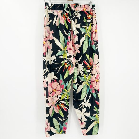 Ethnc Womens Summer Resortwear Pull On Elastic Waist Tropical Floral Pants M - Picture 6 of 6